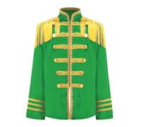 Manyakai Kids Girls Boys 60s Sergeant Pepper Rock Band Pop-Star Jacket Tassels Long Sleeve Musician Shirt Green 13-14 Years