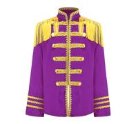 Manyakai Kids Girls Boys 60s Sergeant Pepper Rock Band Pop-Star Jacket Tassels Long Sleeve Musician Shirt Purple 11-12 Years