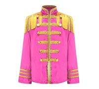 Manyakai Kids Girls Boys 60s Sergeant Pepper Rock Band Pop-Star Jacket Tassels Long Sleeve Musician Shirt Pink 9-10 Years