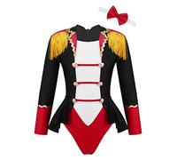 Manyakai Kids Girls Ringmaster Circus Costume Halloween Party Dance Leotard Performance Dress Festival Dancewear Black A 5-6 Years