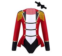 Manyakai Kids Girls Ringmaster Circus Costume Halloween Party Dance Leotard Performance Dress Festival Dancewear Red A 5-6 Years