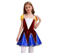 Manyakai Kids Girls Ringmaster Circus Sleeveless Velvet Tutu Dress Halloween Flag Raiser Honour Guard Outfits Red 7-8 Years