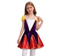 Manyakai Kids Girls Ringmaster Circus Sleeveless Velvet Tutu Dress Halloween Flag Raiser Honour Guard Outfits Purple 7-8 Years