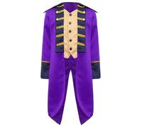Manyakai Kids Medieval Steampunk Tailcoat Vintage Prince Jacket British Frock Coat Colonial Boys Clothes Purple 7-8 Years