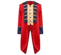 Manyakai Kids Medieval Steampunk Tailcoat Vintage Prince Jacket British Frock Coat Colonial Boys Clothes Red 15-16 Years