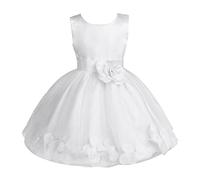Manyakai Kids Rose Bowknot Petals Flower Girls Dresses Princess Wedding Bridesmaid Pageant Party Ball Gowns White 5-6 Years