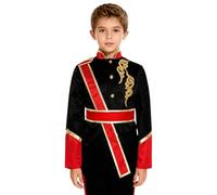 Manyakai Kids Royal Honor Guard Outfits Drummer Marching Band Costume Guard Cosplay Jacket Coat with Waist Belt Black 11-12 Years