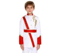 Manyakai Kids Royal Honor Guard Outfits Drummer Marching Band Costume Guard Cosplay Jacket Coat with Waist Belt Red 5-6 Years