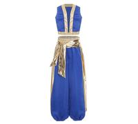 Manyakai Kids Toad Costume Bros.Mario Game Character Arabian Prince Vest with Pants Halloween Cosplay Dress Up Royal Blue 7-8 Years