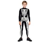 Manyakai Kids Unisex Skeleton Pattern Printed Dress Up Outfits Long Sleeve Dance Jumpsuit for Halloween Theme Party White 6-7 Years