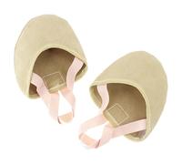 Manyakai Leather Half Soles Dance Shoes Womens Lyrical Pirouette Soft Faux-Suede Turners Dance Shoes for Turning Adult Camel 34-35
