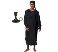 Manyakai Men Colonial Historical Sleep Outfit Loungewear | Full Set Sleepwear Costume,Christmas Pajama Party Costume,Long Sleeve,Lace Trim Long Cuffs,Theme Party Cosplay Set