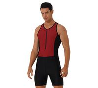 Manyakai Mens One Piece Swimsuit Swimming Bodysuit Sleeveless Tank Shorts Trunks Wetsuit Bathing Suit Short Jumpsuit Red XL