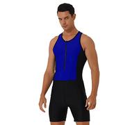 Manyakai Mens One Piece Swimsuit Swimming Bodysuit Sleeveless Tank Shorts Trunks Wetsuit Bathing Suit Short Jumpsuit Royal Blue L