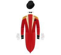 Manyakai Men's Vintage Ringleader Cosplay Costume Sets Circus Ringmaster Showman Tailcoat Jacket Red L