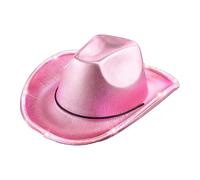 Manyakai Neon Light Up Cowboy Hat Unisex Rodeo Festival Halloween Costume Hat Pink One Size