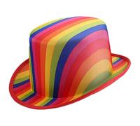 Manyakai Rainbow Stripe Top Hat Crazy Multicolior Mad Halloween Clown Cosplay Christmas Topper Magician Rainbow Stripe One Size