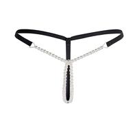 Manyakai Women Faux Pearl Briefs String Massage Underwear Thongs G-String Knickers with Beads Bikini Mini Briefs Black B One Size