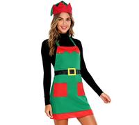 Manyakai Women Men Christmas Costume Xmas Cookie Apron And Hat Christmas Santa Elf Cosplay Set Type C One Size