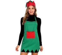 Manyakai Women Men Christmas Costume Xmas Cookie Apron And Hat Christmas Santa Elf Cosplay Set Type A One Size
