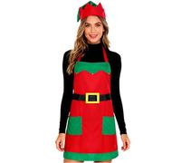 Manyakai Women Men Christmas Costume Xmas Cookie Apron And Hat Christmas Santa Elf Cosplay Set Type D One Size