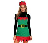 Manyakai Women Men Christmas Costume Xmas Cookie Apron And Hat Christmas Santa Elf Cosplay Set Type E One Size