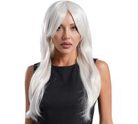 Manyakai Women's Anime Cosplay Body Wave Wigs Ide Parting Bangs Curly Long Hair Wigs Costume Gray One Size