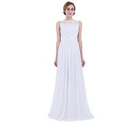 Manyakai Women's Elegant Dresses Embroidered Floor Length Long Chiffon Dress Bridesmaid Cocktail Party Dresses White 18