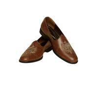 Manyavar Men's Self Embroidered Loafers Style Shoes| Ethnic Juttis and Mojaris, Brown, 7 UK