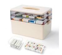 ManyDFYu 3 Tier Large Portable Medicine Storage Box with Handle