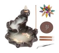 ManyDFYu Antique Double Fish Waterfall Backflow Incense Burner Set