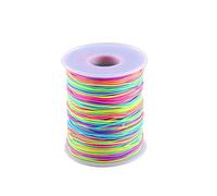 ManYee Elastic Cord, Diameter 0.1 mm, Elastic Cord, Multi-Colour, for Jewellery, Bracelets, Necklaces, 100 m Spool, Rainbow Colours, Perfect for Beads and Crafts Projects