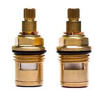 ManYing 1 Pair Brass Ceramic Stem Replacement Valve Quarter Turn 1/2" Disc Tap Valve Cartridge for Bathroom,NC004 Hot and Cold