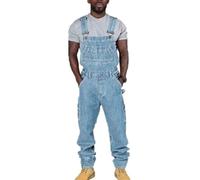 MANYMANY Mens Loose Fit Denim Work Bib Men Cargo Adjustable Overalls Dungarees Baggy Chic Rompers with Multiple Pockets