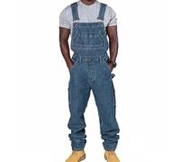 MANYMANY Mens Loose Fit Denim Work Bib Men Cargo Adjustable Overalls Dungarees Baggy Chic Rompers with Multiple Pockets