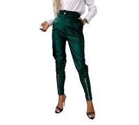 MANYMANY Womens Sexy Leather Leggings High Waist PU Slim Pants Stretchy Faux Leather Tights with Pockets for Women