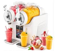 MANYOUYOU Slushie Machine 2x2 L, Ice Cream Maker Machine, 7 Modes, LED Display, For Smoothies, Milkshakes, Cocktails, Margarita, And Ice Cream, Self-Cleaning White