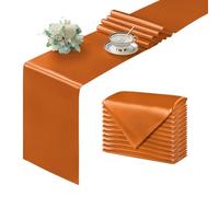 Manyshofu 12Pcs Satin Burnt Orange Table Runner - 12 x 108 Inch Long Size, Party Table Runner Decor Bright & Smooth Wedding Decorations Table Runners for Banquet Chef Birthday Buffet Dinner