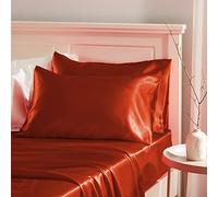 Manyshofu Burnt Orange Satin Pillowcase for Hair Protection - 2Pcs King Pillow Cases, Luxury & Silky Pillowcases 20x40 Pillow Covers with Envelope Closure