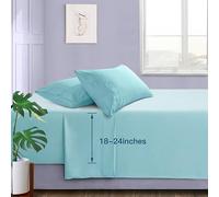 Manyshofu Extra Deep Pocket Full Sheets, Aqua Blue Microfiber, 4 Piece | 1800 Thread Count, Ultra-Fine Microfiber, Fits Up To 24 Inches Deep, Wrinkle And Fade Resistant, Machine Washable