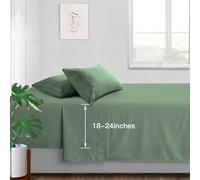 Manyshofu Extra Deep Pocket King Size Sheets - Hotel Luxury 1800 Thread Count Sheets & Pillowcases - Microfiber Bedding Set up to 24" Mattress - Sage Green Bed Sheets 18-24 Inch Deep Pockets - 4 Piece