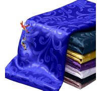 Manyshofu Jacquard Satin Fabric by The Yard - 60 Inch Wide, Royal Blue, Damask Pattern, Smooth & Floral, 10 Yards