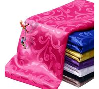 Manyshofu Jacquard Satin Fabric by The Yard - 60 Inch Wide, Shiny Brocade Hot Pink Fabric Smooth & Floral Damask Fabric for DIY Decorations, Craft, Wedding Dress, Costumes, Fashion, Sewing(1 Yard)