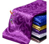 Manyshofu Jacquard Satin Fabric by The Yard - 60 Inch Wide, Shiny Brocade Purple Fabric Smooth & Floral Damask Fabric for DIY Decorations, Craft, Wedding Dress, Costumes, Fashion, Sewing(1 Yard)