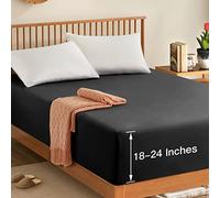 Manyshofu King Extra Deep Pocket Fitted Sheet Only - 1800 Thread Count Hotel Deep Fitted Sheet Up to 24 Inches Mattress, Charcoal Black Bottom Sheet 18-24 Inch Microfiber Deep King Mattress Sheet