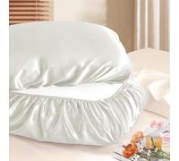 Manyshofu Satin Pillowcases for Hair Protection - 2Pcs White Pillow Cases, Elastic Band Standard & Queen Satin Pillowcases Luxury Silky Pillow Cases Travel Pillow Covers, MSF2402010580