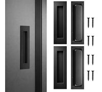 Manyugo 4PCS 150mm Sliding Door Handles Stainless Steel Recessed Door Handles Flat Rectangular Flush Pull Handle for Wardrobe Drawer Cupboard Cabinets Closets Pocket Door Handles