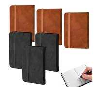 Manyugo 6PCS A7 Notebook Black/Brown Small Notebooks Pocket Size Tiny Notebook with Elastic Closure Portable Mini Notebook for Travel Diary Office Work School Study Business Meetings (100 Sheets)