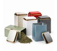 Manyugo 6PCS Tea Coffee Sugar Canisters Sets Square Kitchen Canisters Simple Tea Caddy 6 Colors Small Metal Tins with Lids Sugar Tea Tins Storage Airtight Coffee Container Jars (9 * 7 * 13cm)