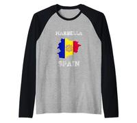 Manzanillo Mexico Vintage Mexico Flag Map Design Raglan Baseball Tee